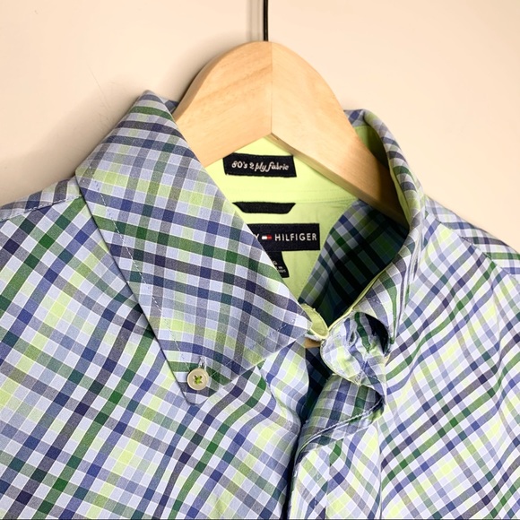 TOMMY HILFIGER 80’s 2 Ply Plaid Button Down Shirt - Picture 2 of 8